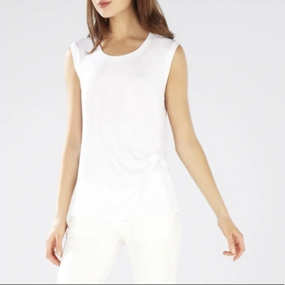 BCBG Gesele Twist-Front Sleeveless White Top - Picture 7 of 7